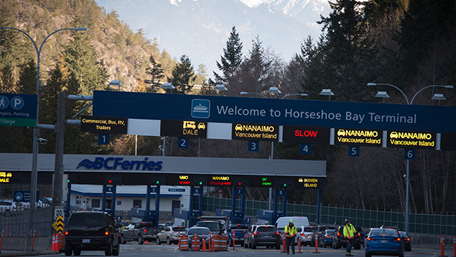 Boy aged 4 dead, mother critical, after being pinned under bus at B.C. ferry terminal